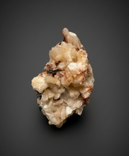 Load image into Gallery viewer, Shiny Peach Stilbite on Druzy Red Heulandite – High-Grade Collector Mineral Specimen from India
