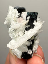 Load image into Gallery viewer, Blue Cap Dark Green Stak Nala Tourmaline With Pink Morganite on Cleavelandite Matrix – Haramosh Mountains, Pakistan
