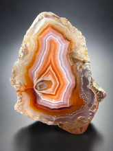 Load image into Gallery viewer, High-Grade Parallax Banded Laguna Agate – Bright Orange, Red, &amp; White Banding from Mexico
