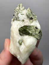 Load image into Gallery viewer, Electric Green Diopside on Quartz – Collector Mineral Specimen (Gilgit-Baltistan) Pakistan
