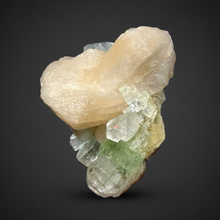 Load image into Gallery viewer, High-Grade Gemmy Green Apophyllite on White Stilbite  | Deccan Traps, Maharashtra, India
