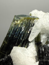 Load image into Gallery viewer, Blue Cap Dark Green Stak Nala Tourmaline on Cleavelandite Matrix – Haramosh Mountains, Pakistan
