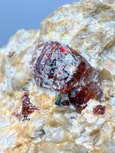 Load image into Gallery viewer, Naturally Faceted Zircon Crystal on Pegmatite–Quartz  and Biotite Matrix • Pakistan Mineral Specimen
