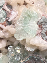 Load image into Gallery viewer, High-Grade Gemmy Green Apophyllite on White Stilbite  | Deccan Traps, Maharashtra, India

