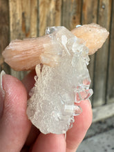 Load image into Gallery viewer, Clear Gem Apophyllite Encrusted Stalactite + Pink Stilbite Cluster • Maharashtra, India
