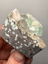 Load image into Gallery viewer, Light Mint Green Apophyllite &amp; Stilbite on Pink &amp; Green Heulandite — Deccan Traps, India
