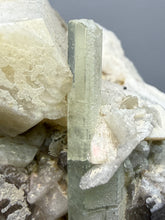 Load image into Gallery viewer, Aquamarine with Smoky Quartz on Albite Mineral Specimen | Nagar Valley, Gilgit-Baltistan, Pakistan
