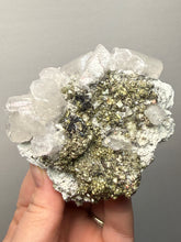 Load image into Gallery viewer, 3.3” New Find: Huanzala Mine Peru Sphalerite + Chalcopyrite + Apatite + Calcite + Quartz | Collector Display Specimen
