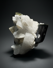 Load image into Gallery viewer, Dark Green Cap Stak Nala Tourmaline with Cleavelandite Matrix – Haramosh Mountains, Pakistan
