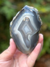 Load image into Gallery viewer, Double-Sided Polished Midnight Muse Agate | High-Grade Rare Silvery Black and Blue Parallax Agate from India

