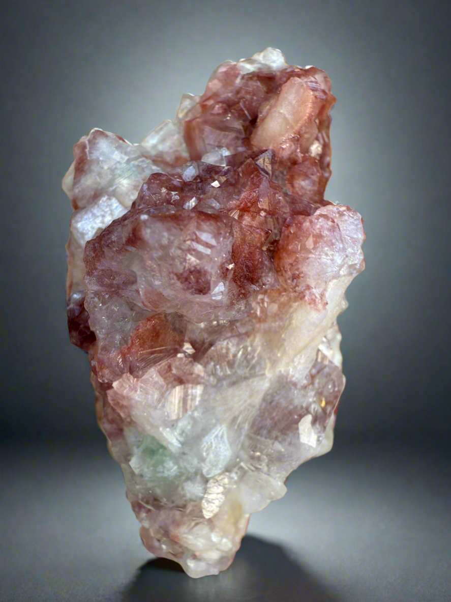 Red & Green Apophyllite + Peach Scolecite • RARE, High Grade • Maharashtra, India