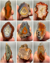Load image into Gallery viewer, Lot of 9 Small Malawi Agate Halves – Polished Rare Colorful Collector Specimens
