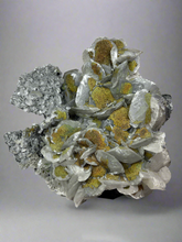 Load image into Gallery viewer, 7 Full Color Spectrum Druzy Chalcopyrite on Silver Pedal Calcite • from Hubei Province, China • Mineral Collector’s Showpiece Specimen
