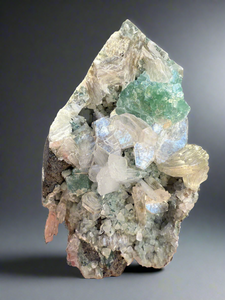 Mint Green (Disco Ball) Radial Apophyllite + White Heulandite • Maharashtra, India