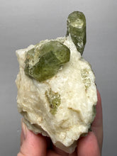 Load image into Gallery viewer, Electric Green Diopside on Quartz – Collector Mineral Specimen (Gilgit-Baltistan) Pakistan
