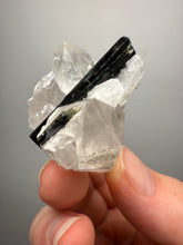 Load image into Gallery viewer, Dark Green Cap Stak Nala Tourmaline on Cleavelandite and Quartz Matrix – Haramosh Mountains, Pakistan
