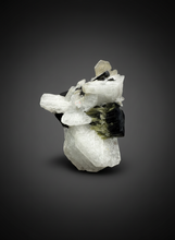 Load image into Gallery viewer, Dark Green Cap Stak Nala Tourmaline on Cleavelandite Matrix – Haramosh Mountains, Pakistan
