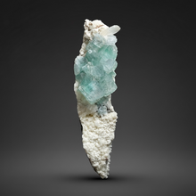 Load image into Gallery viewer, High-Grade Gemmy Green Apophyllite on White Stilbite  | Deccan Traps, Maharashtra, India
