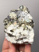 Load image into Gallery viewer, 3.8” New Find: Huanzala Mine Peru Sphalerite + Chalcopyrite + Apatite + Calcite + Quartz | Collector Display Specimen

