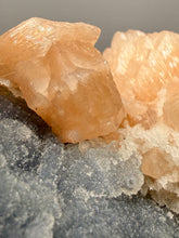 Load image into Gallery viewer, Red Heulandite on Pink Stilbite on Druzy Black Chalcedony – Zeolite Mineral Specimen (India)
