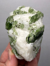 Load image into Gallery viewer, Electric Green Diopside on Quartz – Collector Mineral Specimen (Gilgit-Baltistan) Pakistan

