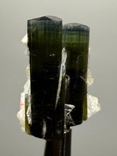 Load image into Gallery viewer, Double Blue Cap Dark Green Stak Nala Tourmaline and Cleavelandite – Haramosh Mountains, Pakistan | Thumbnail Specimen
