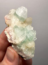 Load image into Gallery viewer, High-Grade Gemmy Green Apophyllite on White Stilbite  | Deccan Traps, Maharashtra, India
