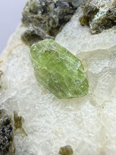 Load image into Gallery viewer, Electric Green Diopside on Quartz – Collector Mineral Specimen (Gilgit-Baltistan) Pakistan
