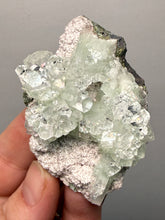 Load image into Gallery viewer, Light Mint Green “Disco Ball” Radial Apophyllite on Pink &amp; Green Heulandite — Deccan Traps, India
