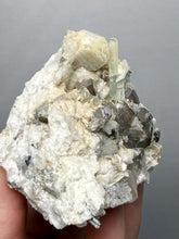 Load image into Gallery viewer, Aquamarine with Smoky Quartz on Albite Mineral Specimen | Nagar Valley, Gilgit-Baltistan, Pakistan
