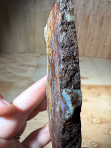 PREMIUM DISPLAY or LAPIDARY SLAB • Moroccan “Dream Landscape Jagate” (Purple, Teal, Red, Green, Red, Yellow & Orange Moss Plume Agate + Jasper) Stone • Double Sided • High Atlas Mountains • Unpolished