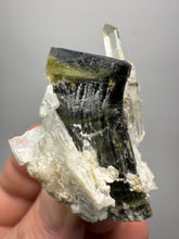 Load image into Gallery viewer, Self-healed Blue and Green Cap Stak Nala Tourmaline w Double Terminated Quartz on Cleavelandite Matrix – Haramosh Mountains, Pakistan
