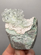 Load image into Gallery viewer, Light Mint Green “Disco Ball” Radial Apophyllite on Pink &amp; Green Heulandite — Deccan Traps, India
