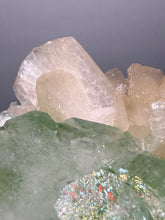 Load image into Gallery viewer, High-Grade Gemmy Green Apophyllite on White Stilbite  | Deccan Traps, Maharashtra, India
