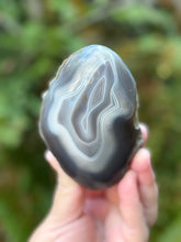 Load image into Gallery viewer, Double-Sided Polished Midnight Muse Agate | High-Grade Rare Silvery Black and Blue Parallax Agate from India
