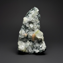 Load image into Gallery viewer, High-Grade Green Apophyllite with Pink Stilbite on Black Chalcedony – Deccan Traps, India
