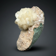 Load image into Gallery viewer, White Stilbite Flower &amp; Red Apophyllite on Peach Heulandite | Deccan Traps, India
