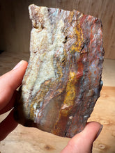 Load image into Gallery viewer, PREMIUM DISPLAY or LAPIDARY SLAB • Moroccan “Dream Landscape Jagate” (Purple, Teal, Red, Green, Red, Yellow &amp; Orange Moss Plume Agate + Jasper) Stone • Double Sided • High Atlas Mountains • Unpolished
