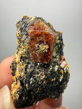 Load image into Gallery viewer, Naturally Faceted Zircon Crystal on Pegmatite–Biotite Matrix • Pakistan Mineral Specimen
