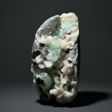 Load image into Gallery viewer, High-Grade Gemmy Green Apophyllite on White Stilbite  | Deccan Traps, Maharashtra, India
