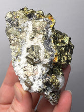 Load image into Gallery viewer, 3.8” New Find: Huanzala Mine Peru Sphalerite + Chalcopyrite + Apatite + Calcite + Quartz | Collector Display Specimen
