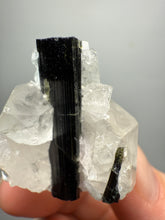 Load image into Gallery viewer, Dark Green Cap Stak Nala Tourmaline on Cleavelandite and Quartz Matrix – Haramosh Mountains, Pakistan
