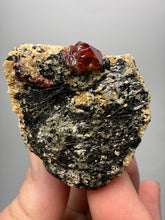 Load image into Gallery viewer, Naturally Faceted Zircon Crystal on Pegmatite–Biotite Matrix • Pakistan Mineral Specimen

