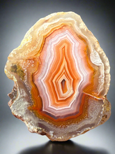 Load image into Gallery viewer, High-Grade Parallax Banded Laguna Agate – Bright Orange, Red, &amp; White Banding from Mexico
