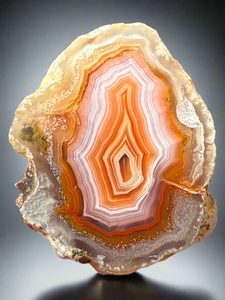 High-Grade Parallax Banded Laguna Agate – Bright Orange, Red, & White Banding from Mexico