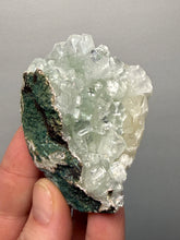 Load image into Gallery viewer, Light Mint Green “Disco Ball” Radial Apophyllite on Pink &amp; Green Heulandite — Deccan Traps, India
