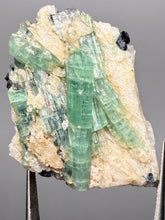 Load image into Gallery viewer, Blue Indicolite &amp; Mint Green Tourmaline on Matrix – Pegmatite Mineral Specimen from Pakistan

