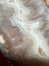 Load image into Gallery viewer, PREMIUM DISPLAY or LAPIDARY SLAB • Moroccan “Ghost Agate” White Seam Plum Agate • End Cap • High Atlas Mountains • Unpolished
