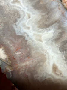 PREMIUM DISPLAY or LAPIDARY SLAB • Moroccan “Ghost Agate” White Seam Plum Agate • End Cap • High Atlas Mountains • Unpolished
