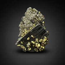 Load image into Gallery viewer, 4” New Find: Huanzala Mine Peru Sphalerite + Chalcopyrite + Apatite + Calcite + Quartz | Collector Display Specimen
